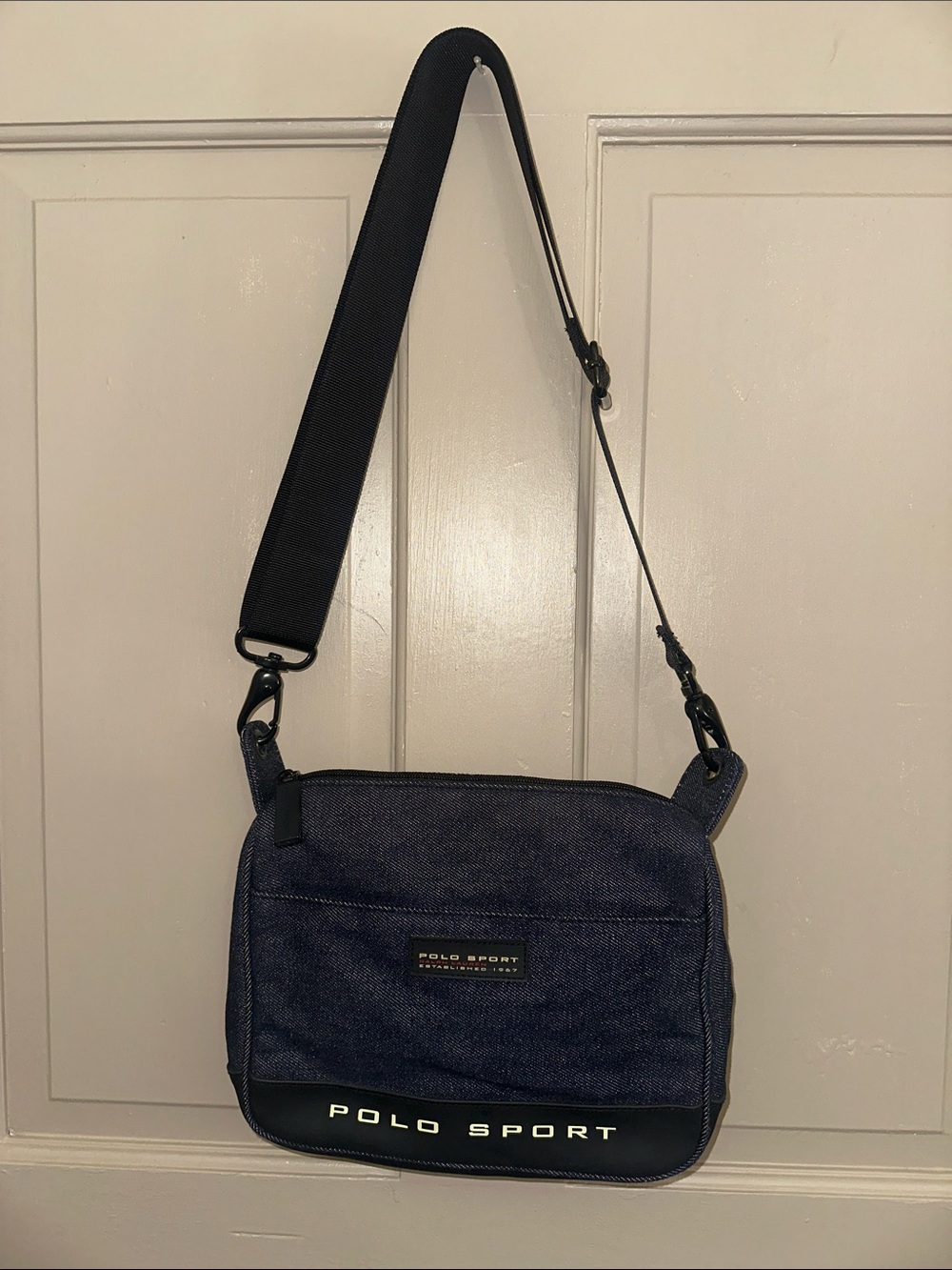 Polo Sport Ralph Lauren Denim Crossbody Messenger Bag Y2K Vintage Style